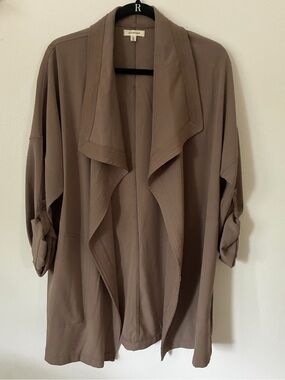Chic & Cozy: Max Studio Tan Draped Oversized Open Jacket Size L
